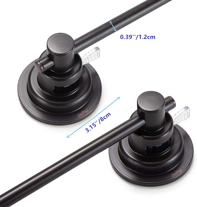 JiePai Suction Cup Towel Bar,Removable Modern Vacuum Towel Holder for Bathroom Door Adhesive Towel Rack Holder (Suction Towel Bar-16 inch Rubbed Bronze)