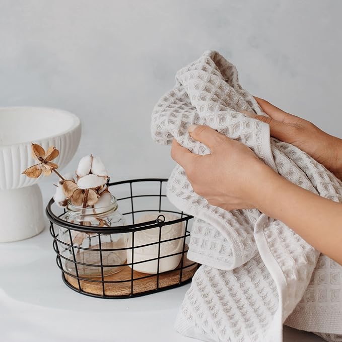 sea me at home Waffle Hand Towel – 100% Turkish Cotton, Quick-Dry, Soft and Absorbent Bathroom Towel