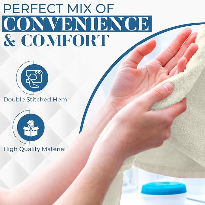 DAN RIVER 6-Pack Premium Hand Towels (16x28 Inches) - 100% Cotton, Ultra Soft, Lightweight, Highly Absorbent Towels for Bathroom, Spa, Gym, Salon, Hotel, and Travel - 550 GSM – Ivory