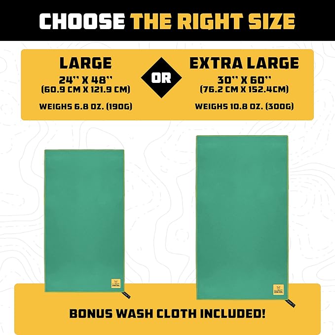 Wise Owl Outfitters Microfiber Camping Towel - Quick Dry Towel for Travel, Backpacking, Hiking, Beach, Gym & Yoga - Compact, Fast Drying & Lightweight
