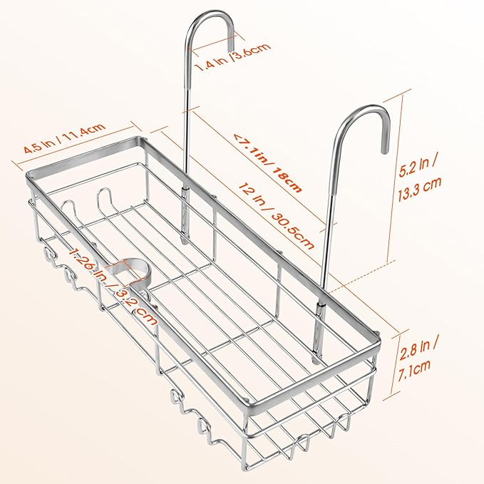 DELLAN Hanging Shower Caddy, Shower Rack with Hooks for Shower & Bath Chair, Bathroom Shower Basket for Elderly, Pregnant, Handicap, Patient