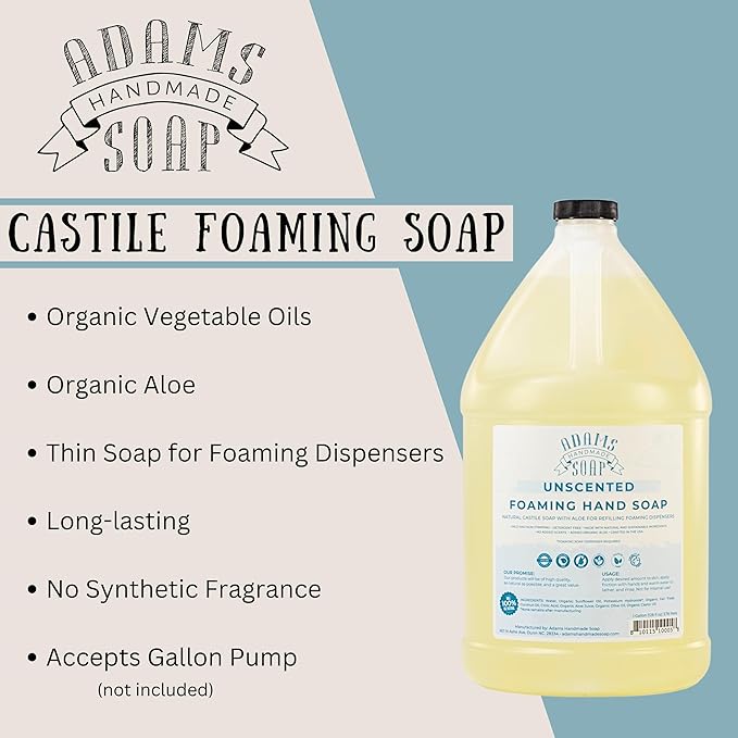 Adams Handmade Soap Thin Castile Foaming Liquid Hand Soap 1 Gallon Refill - Unscented