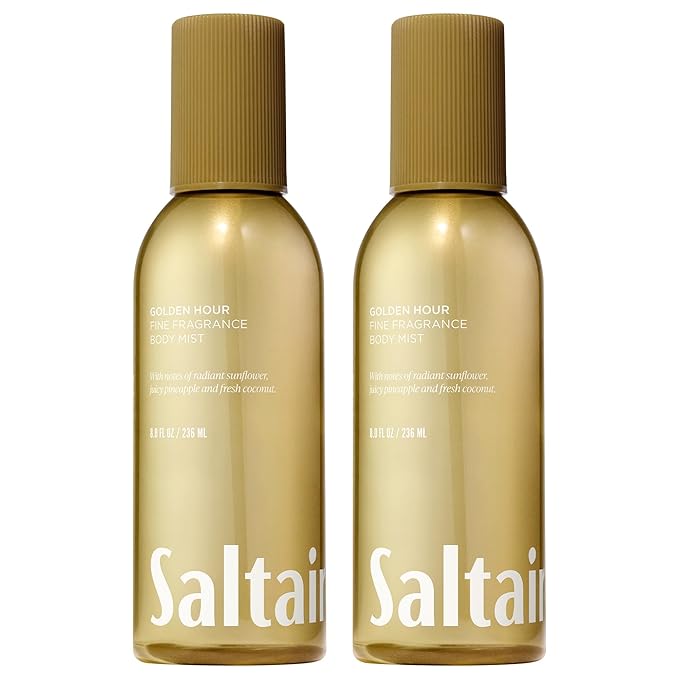 Saltair Body Mist 2 Pack - Fine Fragrance, Lightweight Body Spray Mist with Golden Hour Scent. Long Lasting Perfume Mist. 2x 8oz Bottles