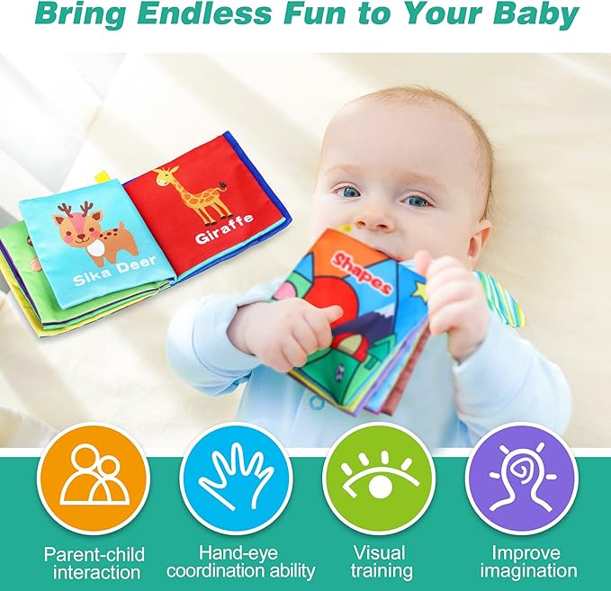 Baby Bath Books, Fabric Soft Baby Cloth Books, Early Education Toys, Waterproof Babies Book for Toddler, Newborn, Infants Perfect Shower Toys, Kids Bath Toys Toddler Gift (12PCS)