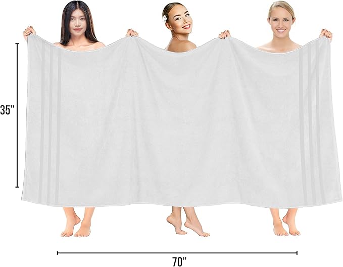 RIVERSIDE Pack of 2 Extra Large Bath Sheets 35 x 70 Inches - 100% Ring Spun Cotton Hotel Quality Oversized Bath Towels - Super Soft, Highly Absorbent & Quicker to Dry - White