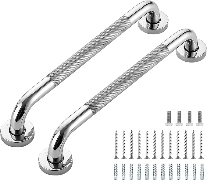 Grab Bars for Shower, 1 Pack 16-Inch Anti Slip Shower Handles for Elderly, Safety Shower Grab Bar, Stainless Steel Handicap Grab Bars for Bathroom (Polished Nickel 1" Diameter)