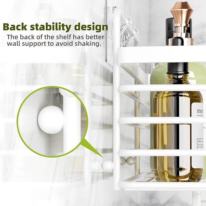 Yougai Bathroom Vanity Tray, Countertop and Vanity Tray and soap holder, 3pack Shower Caddy, No Drilling,Rustproof Adhesive Shower Organizer Shelves for Inside Shower, White Bathroom Tray Soap Tray