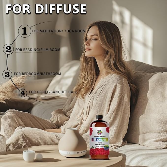Rose Essential Oil (16 oz / 480 ml) – Rose Oils for diffusers, humidifiers, Home Baths, Cleaning Products, Yoga, DIY Soaps and DIY Scented Candles