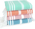 4 Pack Cotton Turkish Beach Towel Lightweight Thin Travel Vacation Essentials Oversized XL Towels Set for Pool Swim Bath Camping Cruise Accessories Absorbent Quick Dry Sand Free Bulk clearance Striped