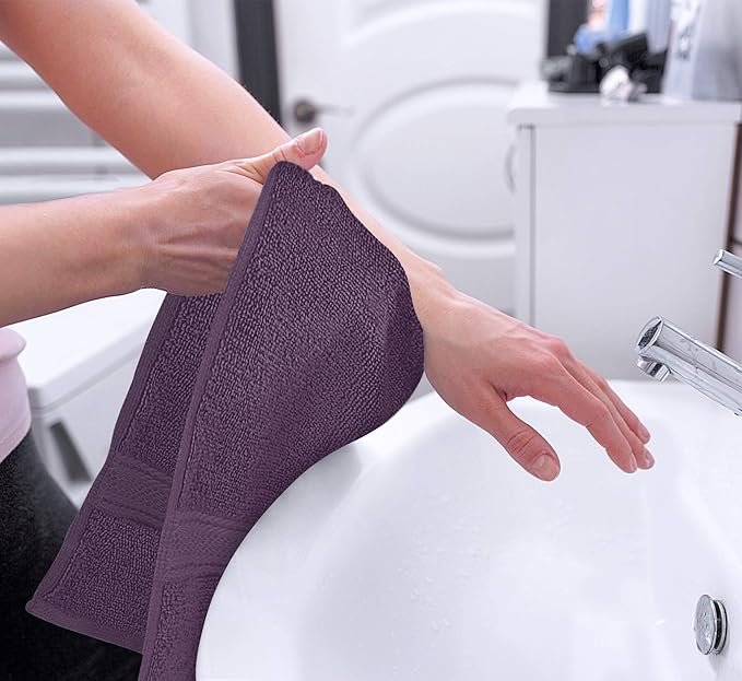 Utopia Towels 6 Pack Premium Hand Towels Set, 16 by 28 inches, 100% Ring Spun Cotton, Ultra Soft and Highly Absorbent 600GSM Towels for Bathroom, Gym, Shower, Hotel, and Spa, Plum