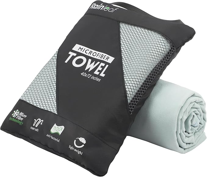 Rainleaf Microfiber Towel Perfect Travel & Gym & Camping Towel. Quick Dry - Super Absorbent - Ultra Compact - Lightweight. Suitable for Trip, Beach, Shower, Backpacking, Pool