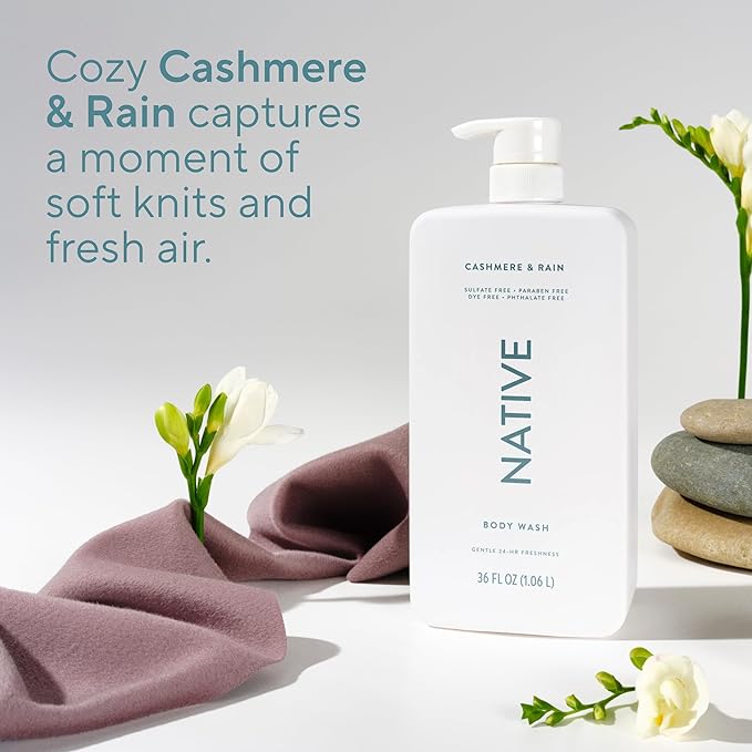 Native Sulfate Free Body Wash Contains Naturally Derived Ingredients | for Women & Men| Cashmere & Rain, 36 oz