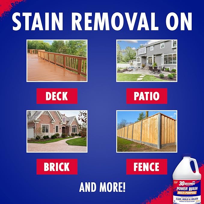 30 SECONDS Pressure Washer Concentrated Cleaner – Power Cleans Stains from Algae, Mold & Mildew, Dirt, Grime – Makes up to 20 Gallons