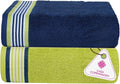 CASA COPENHAGEN He & She 2 Pieces Large Bath Sheet Set- Violet Indigo + Teal Green, 550 GSM, Designed in Denmark Made of Soft Egyptian Cotton for Bathroom, Kitchen & Shower
