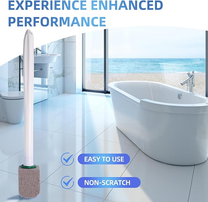 Pumice Stone Toilet Cleaner with Long Handle Pumice Stone Toilet Bowl Cleaner Rust and Grease Stain Clean Suitable for Toilets Bathroom Sink,BBQ 2Handle and 10Pumices Stones(Gray)