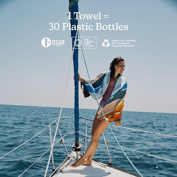 Nomadix Original Towel - Perfect for Beach, Pool, Travel, Camping, Yoga - Made with Recycled Materials - Super Absorbent - Sand Resistant - Stripes Retro - 72.5" x 30"