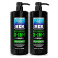 Dead Sea Collection Mens Body Wash 3 in 1 – Peppermint Body Wash for Men – Shower Gel – Shampoo – Shower Soap for Face and Hair – Pack of 2 Bottles (33.8 Fl. Oz. Each)
