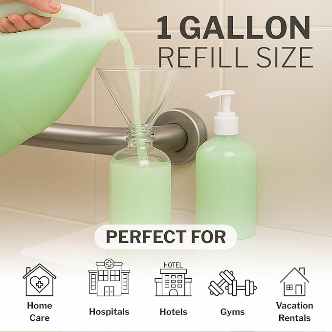McKesson Body Wash and Shampoo [4 Count] - 1  Gallon Bulk Refill Full Body Wash with Aloe, Cucumber Melon Scent - Sensitive Skin & Hair 2‑in‑1