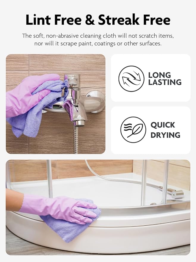Fantasticlean Microfiber Cleaning Cloth Roll -75 Pack, Tear Away Microfiber Towels, 12" x 12", Reusable, Washable, Scratch Free, Ultra Absorbent Dishcloth for Home Supplies, Car, Pet (Lavender)