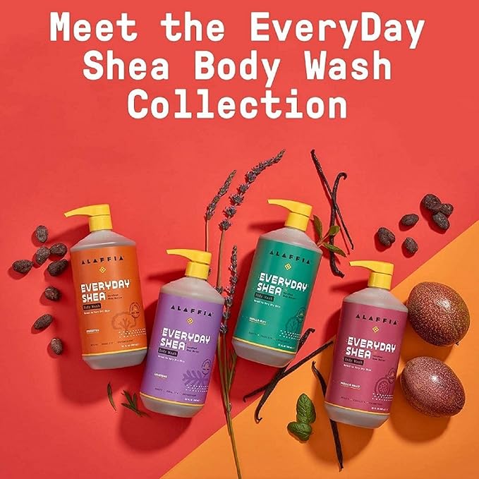 Alaffia Everyday Shea Body Wash, Naturally Helps Moisturize and Cleanse Without Stripping Natural Oils with Fair Trade Shea Butter, Neem, and Coconut Oil Vanilla Mint 32 fl oz - 2 Pack