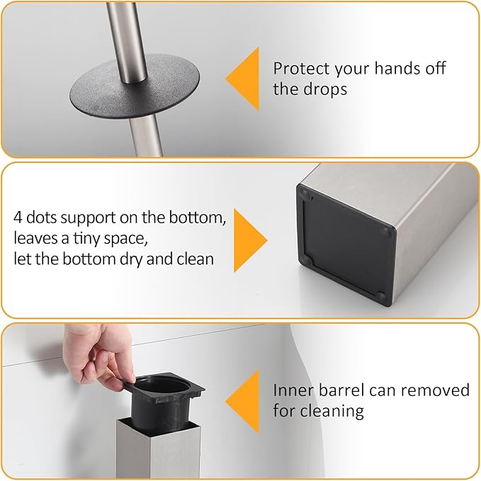 BGL Toilet Brush and Holder Set Brushed Nickel Aluminium Freestanding Toilet Bowl Cleaner Brush and Holder for Bathroom Storage and Organization, Square Design Sturdy and Space Saving