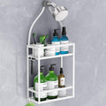 Meangood Shower Caddy 10.4" x 4.5" x 22.04" Hanging Shower Caddy Organizer Over Shower Head Big Capacity for Shampoo, Conditioner with Hooks for Razor/Sponge, White