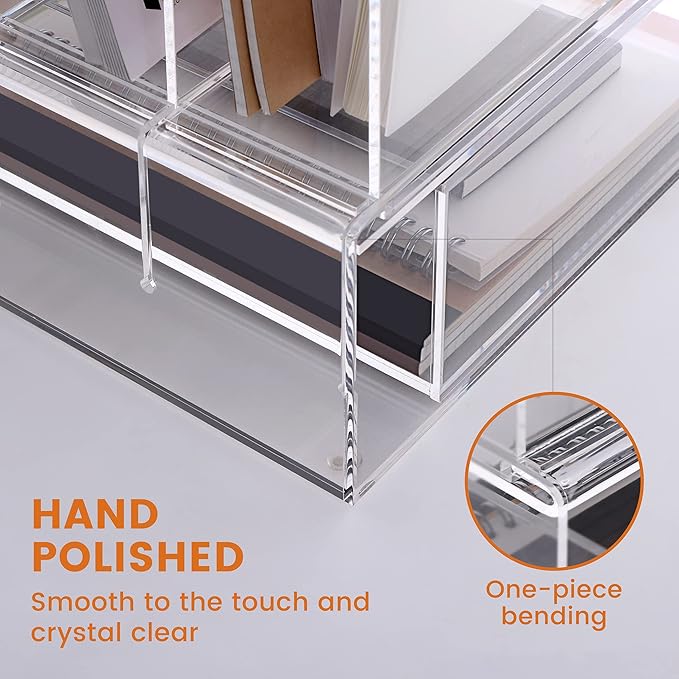 Desk Organizers and Accessories, Acrylic Desk Organizer with Drawer, Office Supplies Organization Storage, Clear Acrylic File Organizer for Desk - 1 Pack