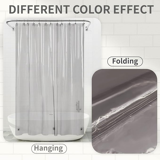 Barossa Design Extra Long Clear Black Shower Curtain Liner with 3 Magnets - 72" x 84" XL, Waterproof PEVA Lightweight Shower Liner for Bathroom, PVC Free, Metal Grommets - Clear Black, 72x84