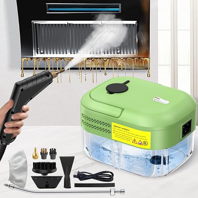 3BAR Steam Cleaner, 2200W Handheld Steam Cleaner whit 8 Accessories for Home Use, Fast Heat-Up in 12s, 1.2L Water Tank, Car-Portable Handheld Steamer for Cleaning Kitchen, Bathroom, Grout, Car