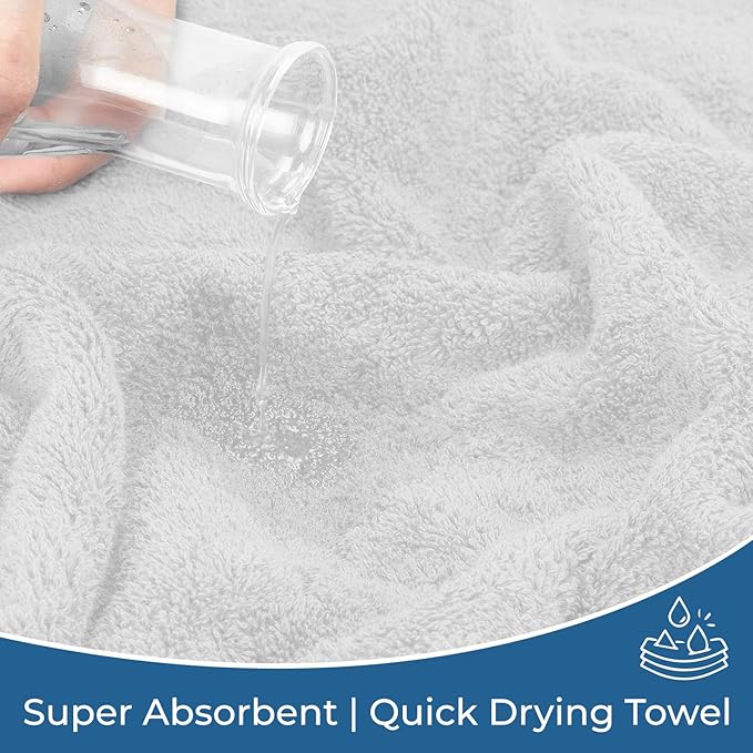 DAN RIVER 100% Ring Spun Cotton 3-Piece Towel Set, White, Bath Towel, Hand Towel and Washcloths, 550 GSM - Soft, Absorbent Quick Dry Cotton Towels for Bathroom, Spa, and Gym