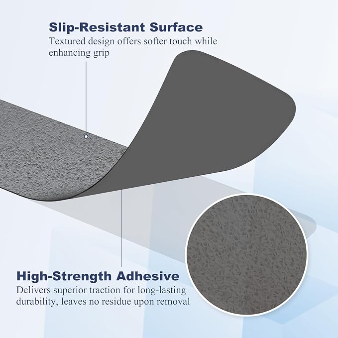 28 PCS Shower Floor Non Slip Stickers with Strong Adhesive, Invisible & Durable Anti Slip Shower Stickers with Scraper for Bath Tub, Pools and Stairs(Grey,Wide Rectangle)