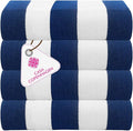 CASA COPENHAGEN Cabana Towel Designed in Denmark Rough and Tough, Quick Dry, Beach, Pool, Bath & Shower 30x60 inches 4 Pieces Cotton Beach Bath Towels Set - Royal Blue