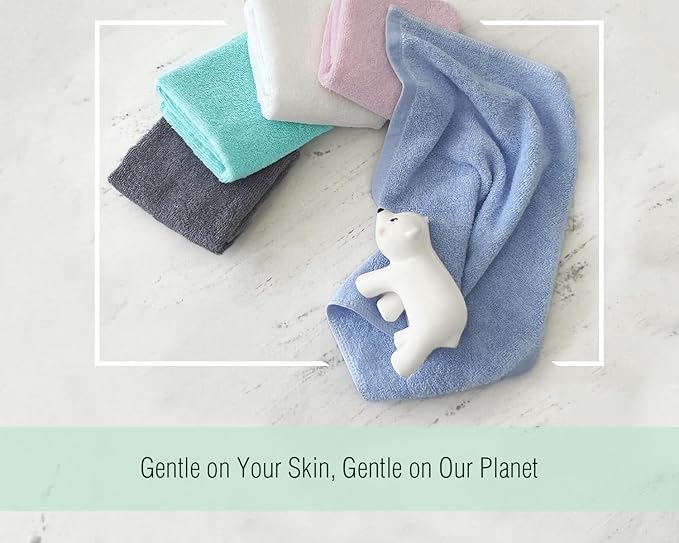 Washcloths 12 Pack 13" x 13" - Soft Wash Cloths for Your Face Towel, Wash Cloths for Your Body (White+Blue)