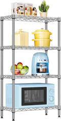 IZEUK 4 Tier Steel Storage Shelves, Heavy Duty Metal Shelf Wire Shelving Rack for Pantry, Kitchen, Living Room, or Office Organization (11.8" D x 25.6" W x 45.5" H, 1000LBS, Chrome)