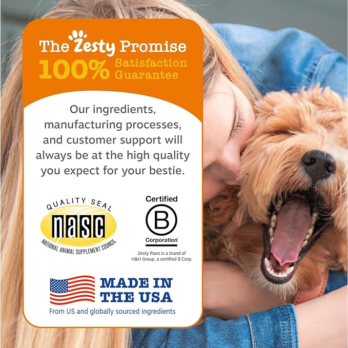 Zesty Paws Wild Alaskan Omega-3 Blend Pollock + Salmon Oil for Dogs and Cats- Skin and Coat Support, Omega 3 Supplement for Pets, 32oz
