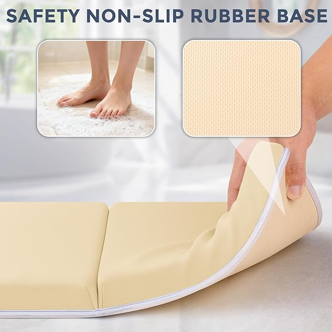 Bath Kneeler and Elbow Rest Pad Set - Comfortable 1.5” Thick Baby Bath Kneeler Pads with Toys Organizer, Non-Slip Knee Arm Support Bathtub Mat, Quick-Drying Kneeling Pad for Baby Bath Time