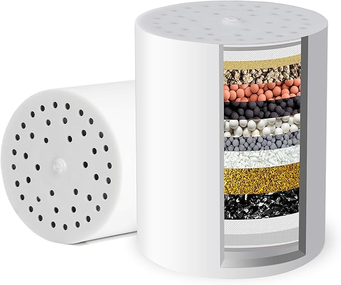 iSpring FSF3 Maximum 15-Stage Shower Filter Replacement Cartridge, Removes Chlorine, Sediment, Heavy Metal, and Odor, Improves Conditions of Skin, Hair, and Nails, High Output No Clog, White