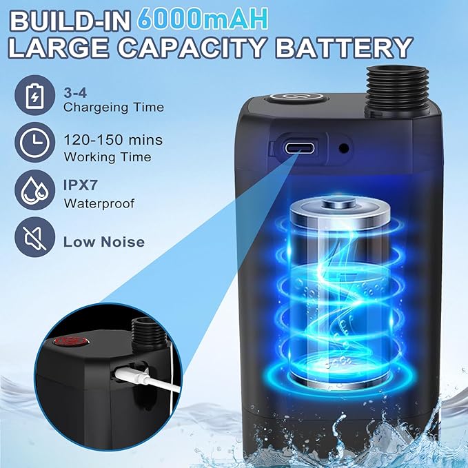 Portable Hot Shower for Camping, Pop Up Shower Tent, Rechargeable Camping Shower with Auto-Off Heater, 6.6 Gallon Foldable Bucket for Camping, Hiking, Traveling