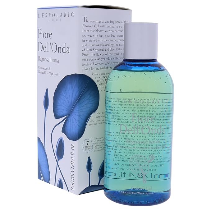 L'Erbolario Shower Gel – Moisturizing Body Wash with Sea Minerals – Toning and Protecting Body Soap for Soft, Velvety Skin - Fiore Dell’Onda - 8.4 oz