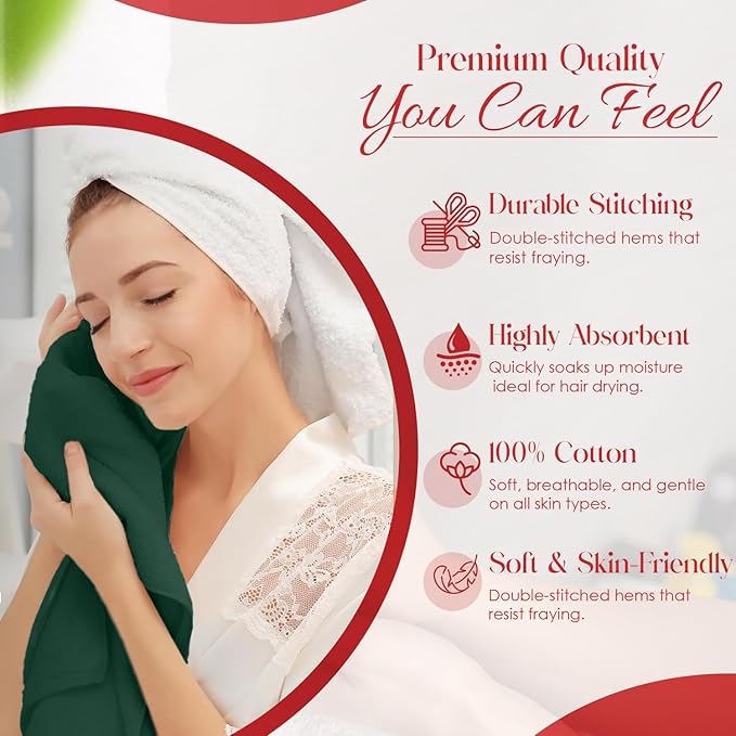 RIVERSIDE 6 Pack Premium Hand Towels Set, 16x28 inches, 100% Ring Spun Cotton, 600 GSM, Soft, Quick Dry and Highly Absorbent, Towels for Bathroom, Kitchen, Gym, Spa - Hunter Green