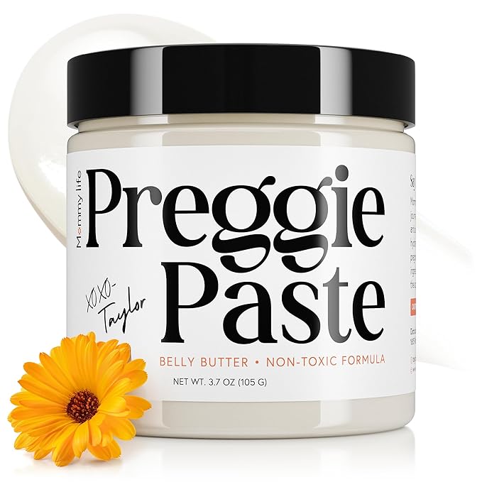 Stretch Mark Cream for Pregnancy – Non-Toxic Preggie Paste Belly Butter from Taylor's Postpartum Essentials, Pregnancy Must Haves, Belly Firming Cream with Manuka Honey & Vitamin E, 3.7oz Tummy Butter