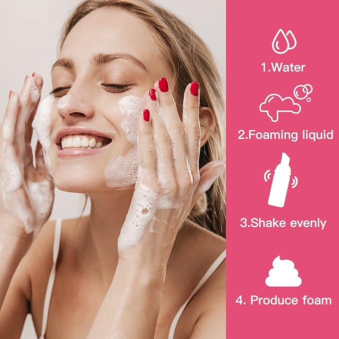 2oz Foam Bottle (3PCS) Empty Foaming Pump Dispenser for Hand Soap, Lash Cleanser, Shampoo to Travel (60ml, Rose Red)