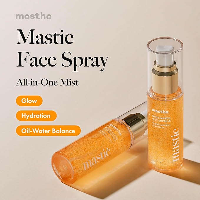 MASTINA Mastic Face Spray (1.69fl oz) Facial Mist for Natural Glow, Hydrating Formula for Dry Skin, On-the-Go Portable Korean Skin Care, Travel Summer Essentials. Mastic Gum.