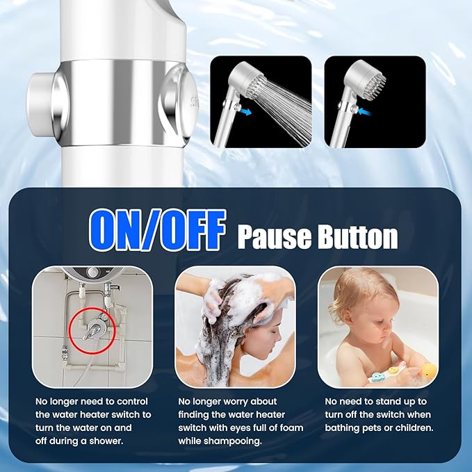 Filtered Shower Head with Handheld, High Pressure 3 Spray Mode Showerhead with 18 Stage Water Softener Filters for Hard Water - Handheld Shower Head-Remove Chlorine-White