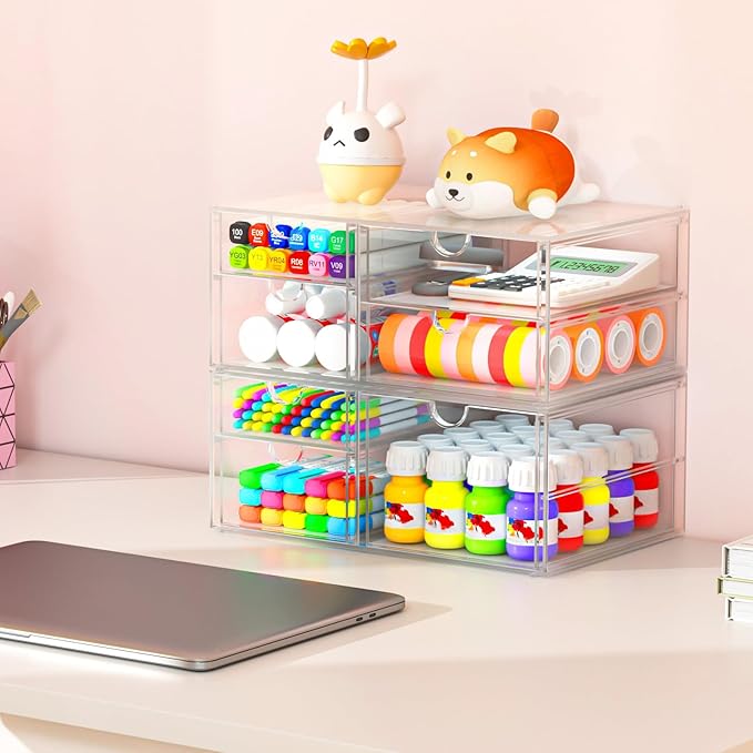 Versatile Acrylic Makeup Organizer, Drawer Organizer - Transparent Desktop Storage for Cosmetics, Office Supplies & More - Clear Organizer for Home & Office Use