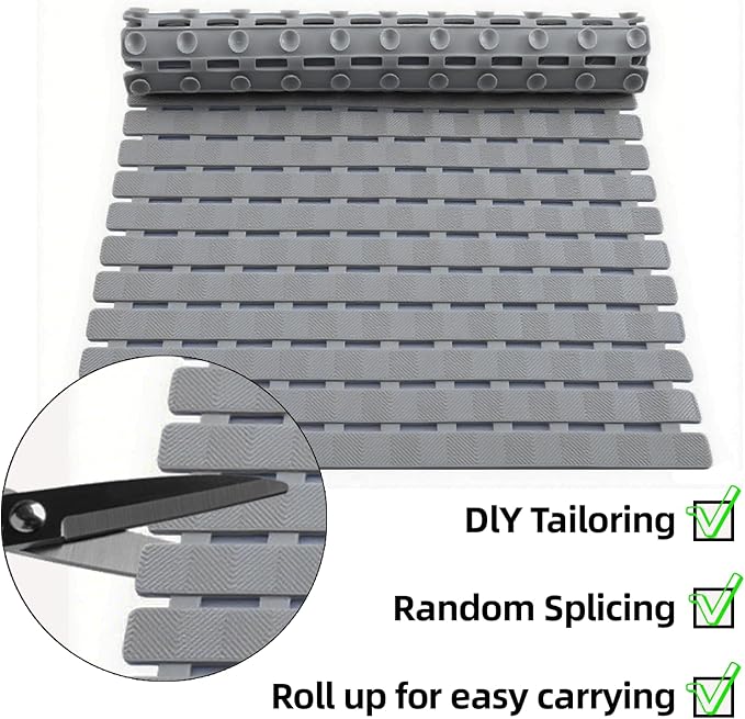 Modern Simplicity Family Expenses Bathroom Bathtub Floor Non-Slip mat with Drainage Hole with Sucker Shower Bathroom Foot pad (Sky Blue)