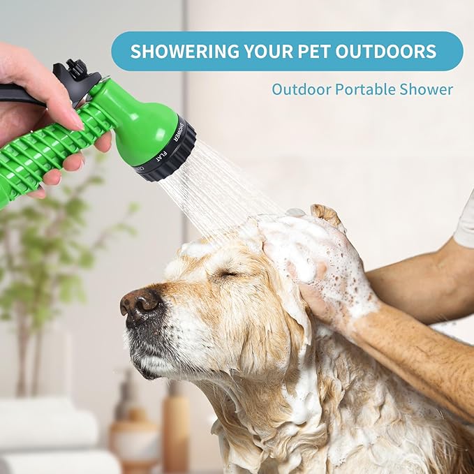 2.1 Gallon Portable Shower for Camping with 7 Spray Modes, Camping Shower for Beach Shower, Car Shower, Hand Press with Removable Hose and Shower Head (Blue)