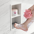 Shower Foot Rest for Shaving Legs, 304 Stainless Steel Footrest Niche with Shaving Holder, Recessed Shower Niche for Shaving Legs, Matte White, 5.9" X 12.3"