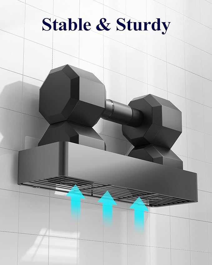 Kitsure Shower Caddy - 2 Pack Adhesive Shower Organizer, Rustproof Metal Shelves, No-Drill Bathroom Organizers and Storage, Dark Grey, XX-Large