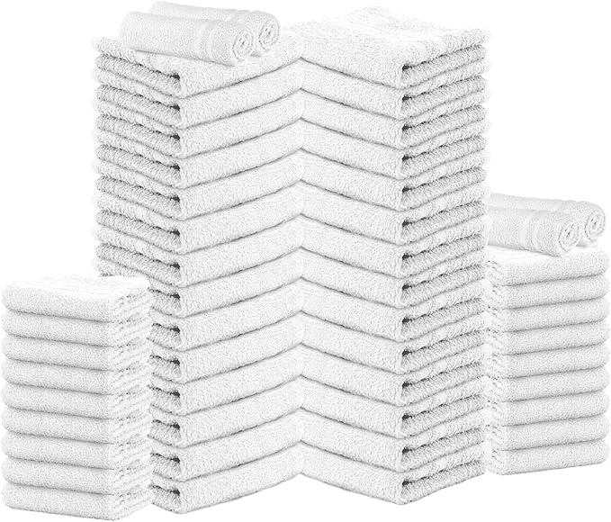 100% Cotton Salon Towels Set of 50|400 GSM|Bulk Hand Towel|Cotton Salon Towel|Ideal for Spa Gym Bathroom Hotel|Absorbent||Not Bleach Proof|Quick Dry|Hand Towel 16 x 27 in|White